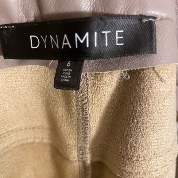 Dynamite Giselle Beige Tan Faux Leather Pants with Soft Lining & Flattering Fit - Picture 7 of 8